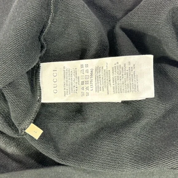 $1,250 GUCCI Black Cotton Multicolor Start GG Men's Hooded Sweatshirt Italy L